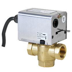 Motorický ventil s pomocnými kontakty a vratnou pružinou, třícestný